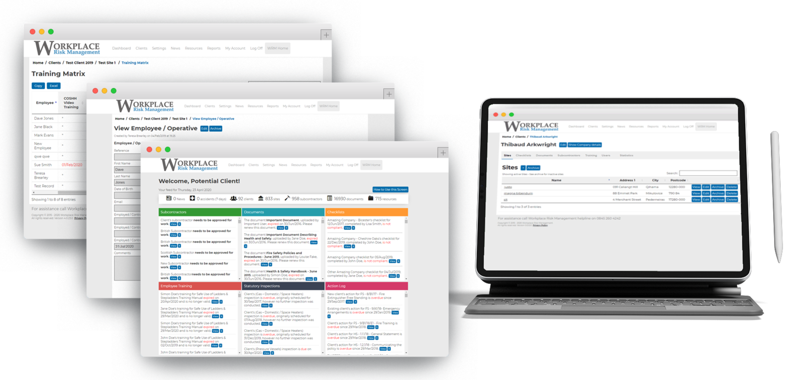 Workplace Risk Management software in use