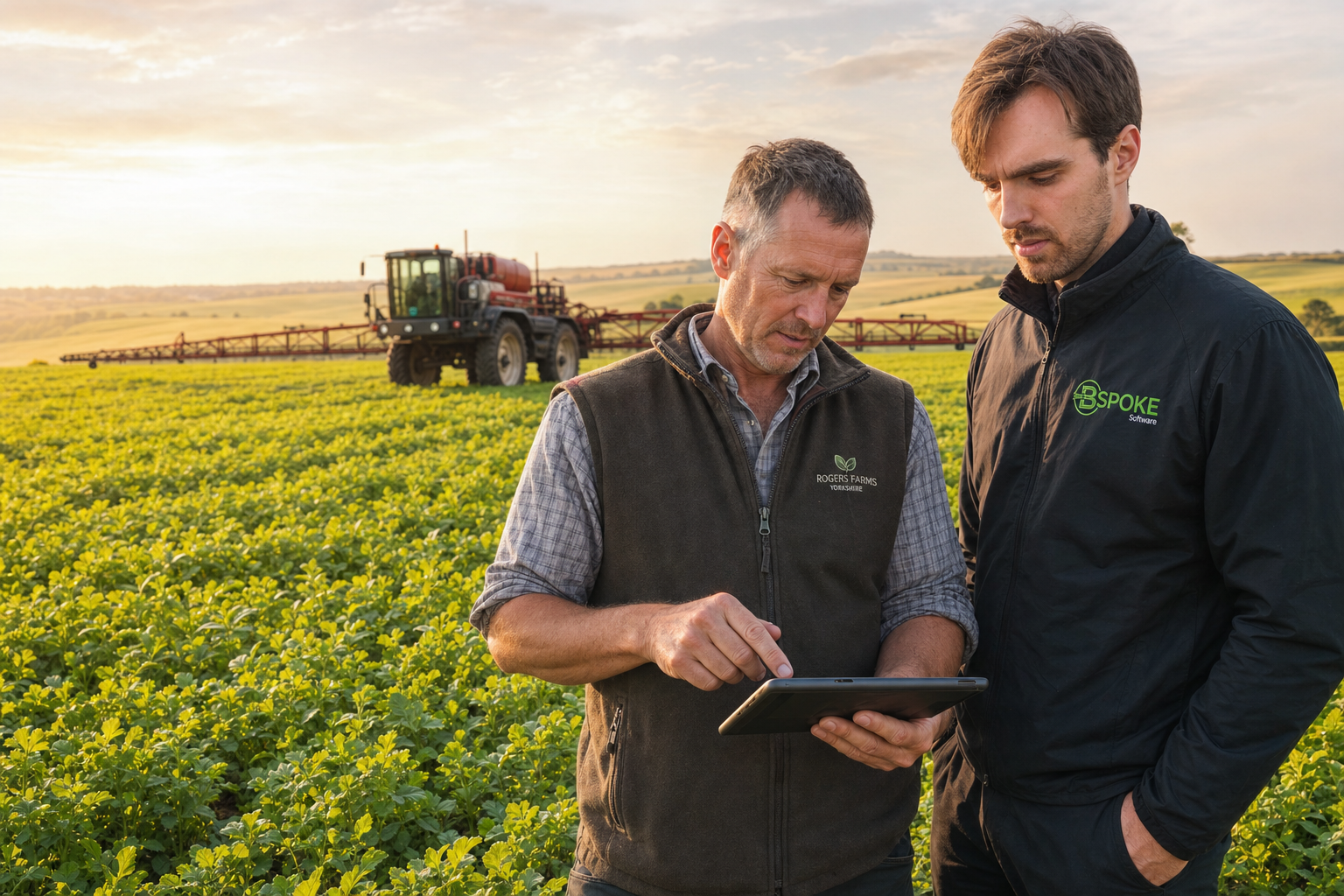 BSPOKE team working with a farmer on precision agriculture software