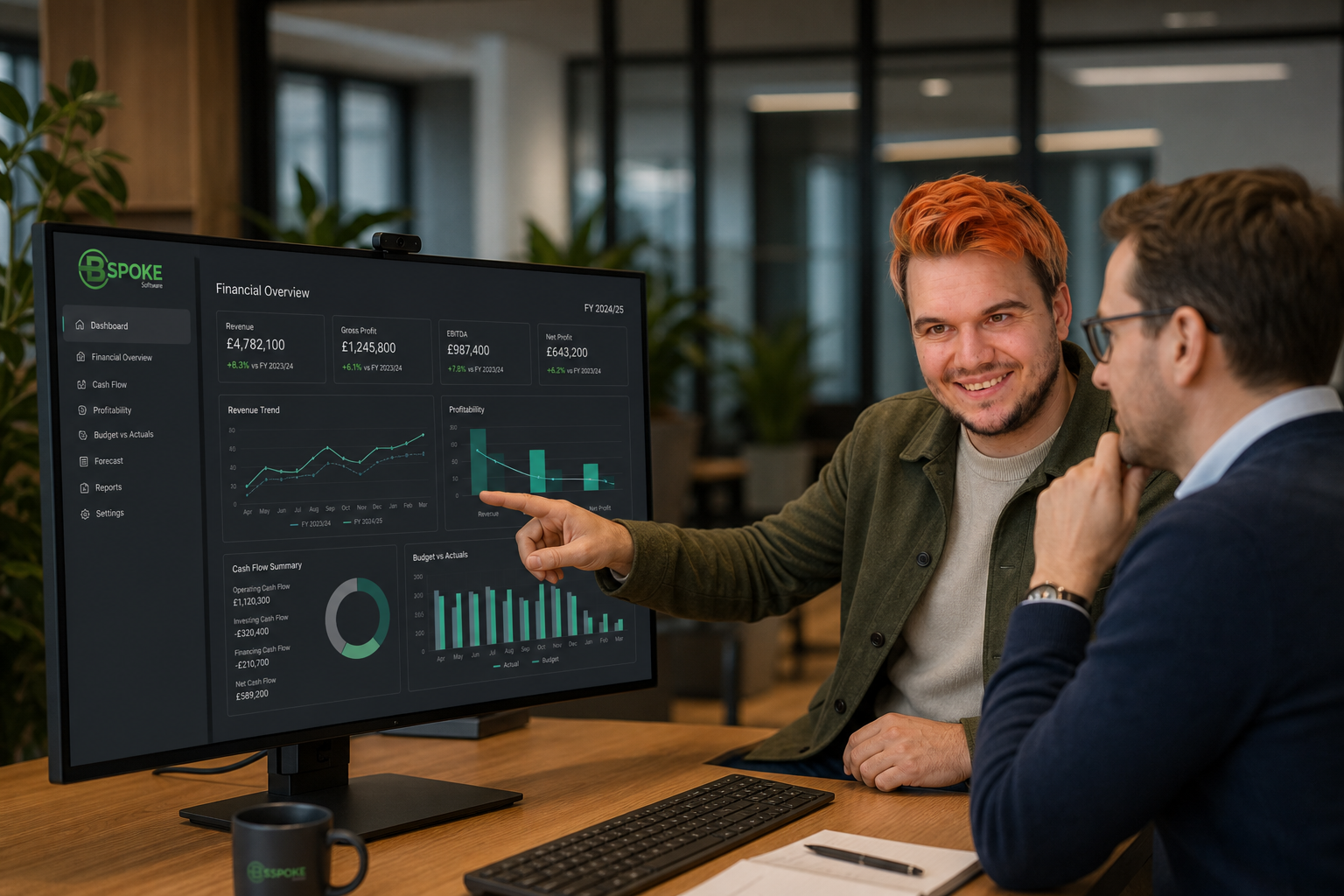 BSPOKE team working with a finance client on reporting software