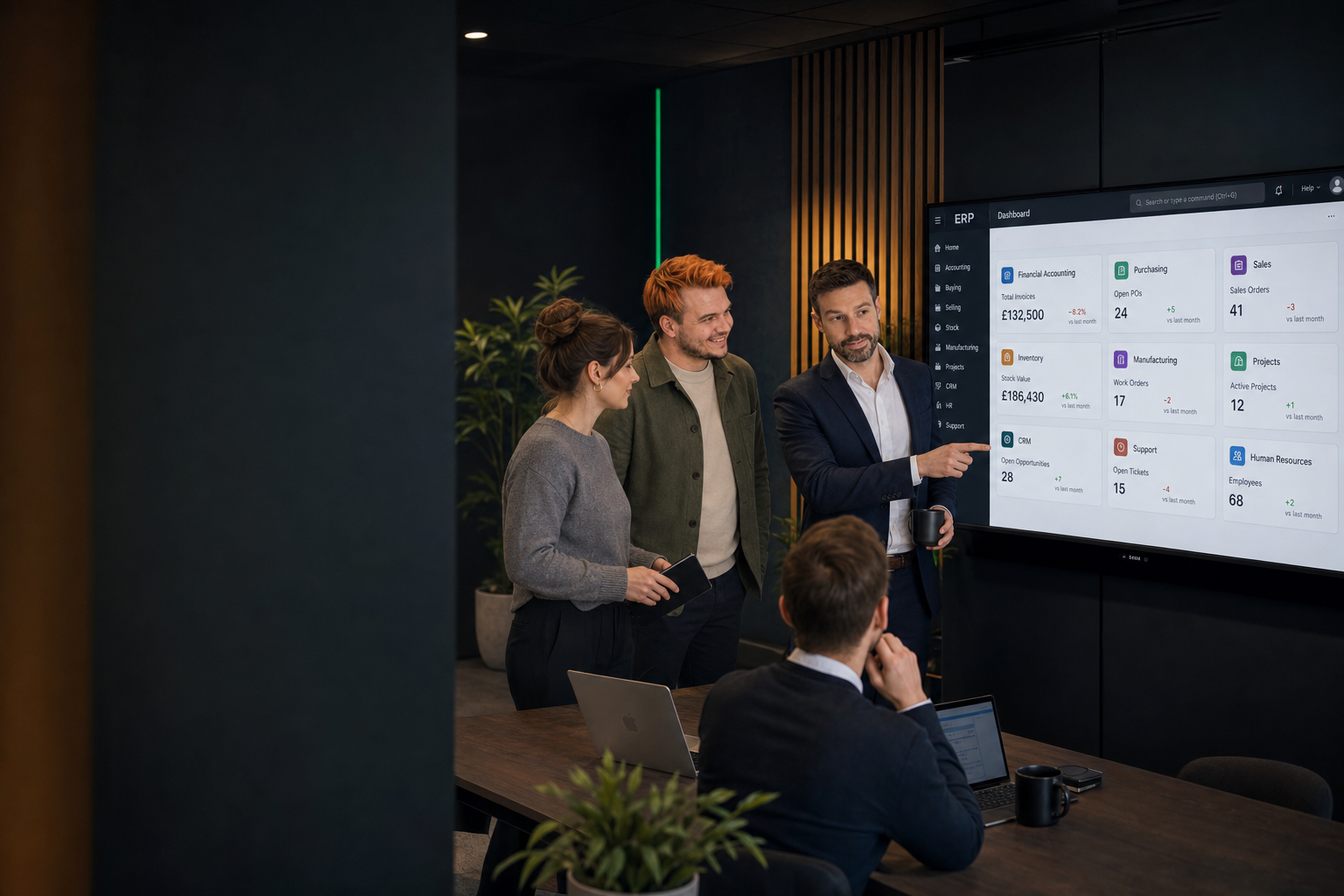 BSPOKE team reviewing a custom ERP dashboard