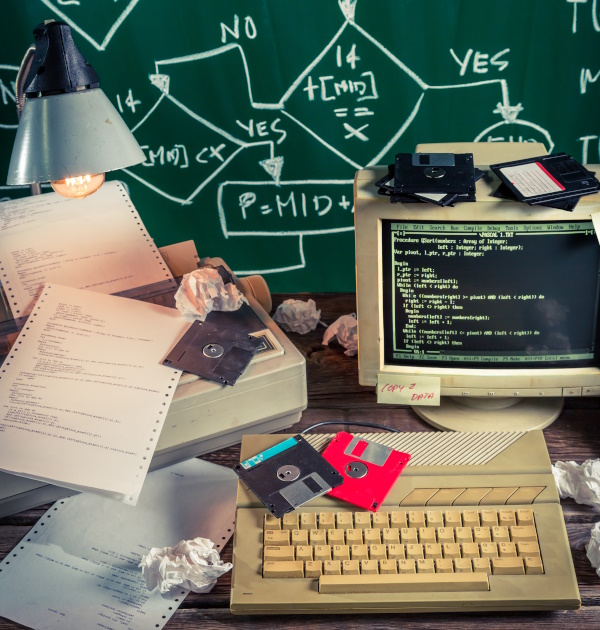 Photo showing and old computer to represent old software.