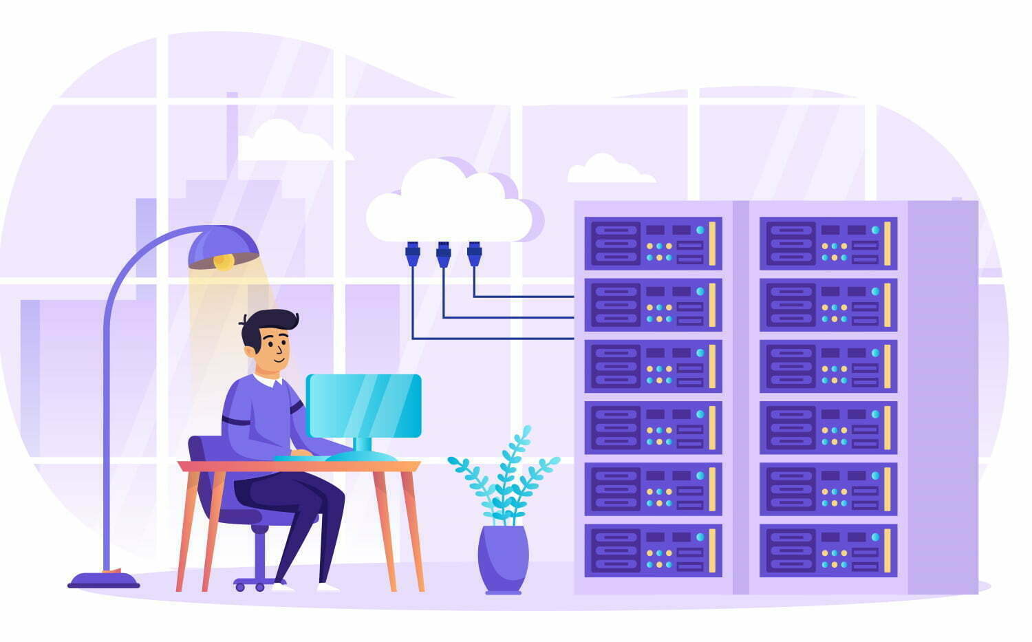 BSPOKE Software - Database System for business, graphic that shows a man in office with database system