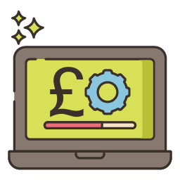 Graphic of a laptop with a pound sign to represent the higher running cost of old software.
