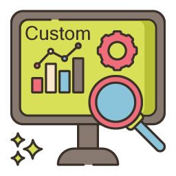 Graphic of computer monitor to represent a custom software system.