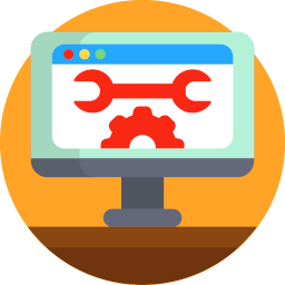 Software Consultant graphic of computer with setting and spanner for legacy rescue.