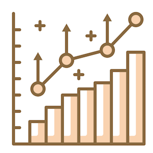 Graphic showing graph to illustrate enhanced efficiency and performance for a bespoke software development business project.