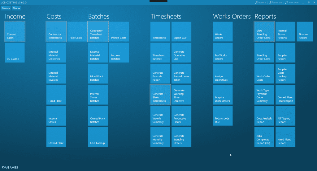 Replacing a Legacy Software System - shows screenshot of the main menu page for a custom software system, that replaced and old one.