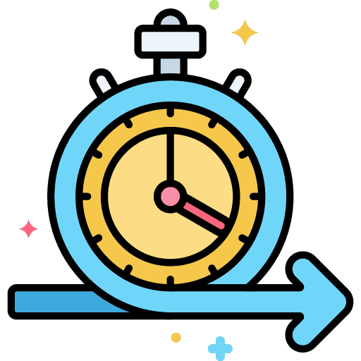 Graphic showing a clock with an arrow round it to represent the first phase of sdlc - planning.