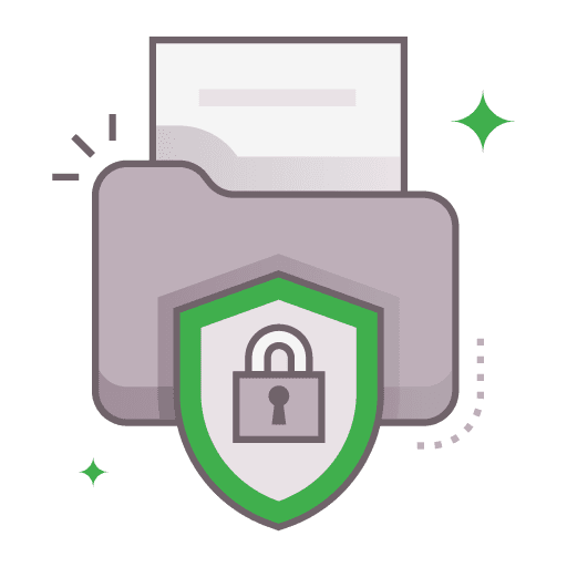 Graphic showing folder and lock to representing an advantage of a database - enhanced data security.