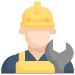 Construction workman icon with spanner