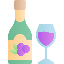 Icon of wine glass and  bottle