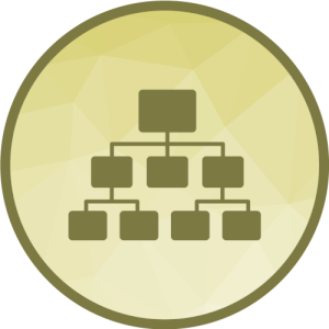 Many computer systems icon in a circle to represent integration for stock control software.