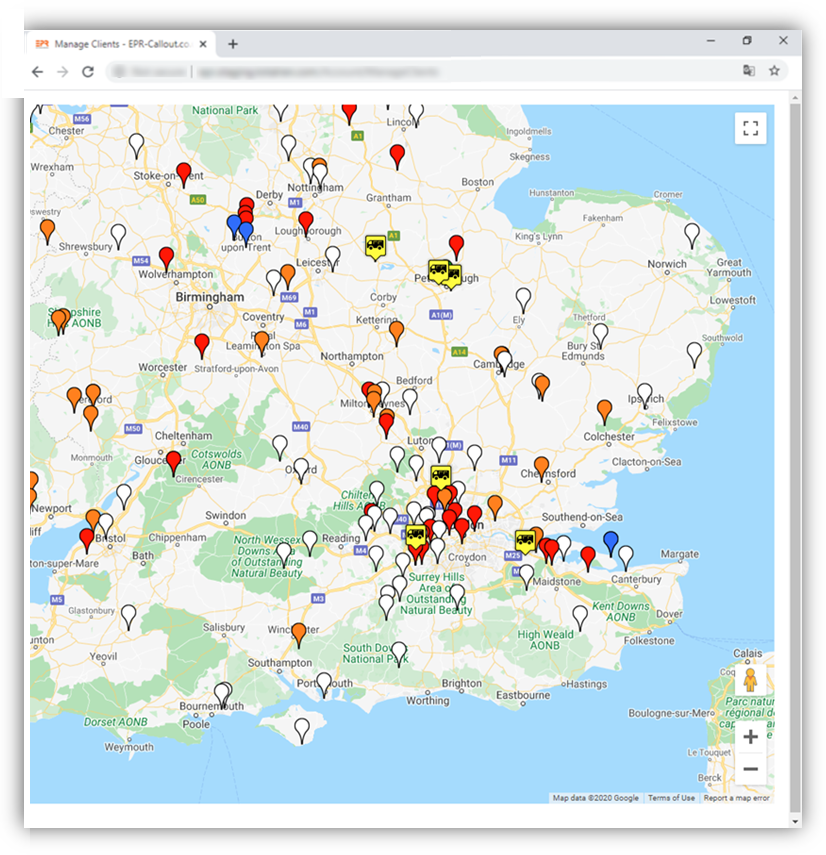 Integrate systems map showing our software integrated with fleetmatics vehicle tracking software for a case study.