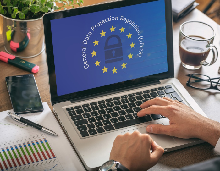 Photo of a laptop running GDPR Compliance Software.