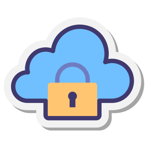 Graphic of cloud with lock, to represent access controls.