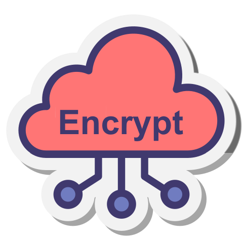 Graphic of cloud with the word Encrypt on it, to represent data encryption.