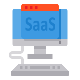 Graphic of a monitor with SaaS written on it, to represent SaaS and off-the-shelf software