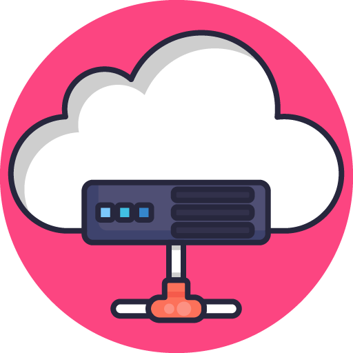 Graphic of a server on a cloud to represent cloud providers.