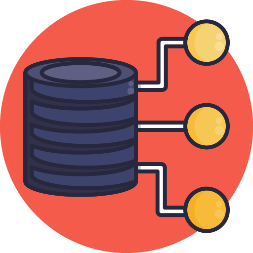 Graphic of a server and small nodes to represent virualisation.