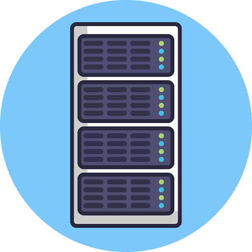 Graphic of a server stack to represent vertical hardware scaling.