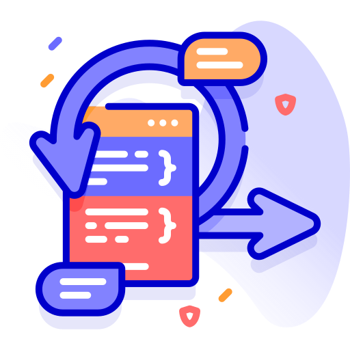 Graphic showing code and arrows.