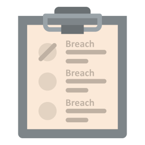 Graphic of a clipboard with a list of breaches.