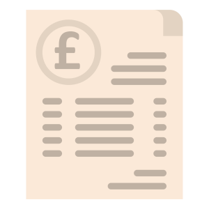 Graphic of a document page with a list of penalties and a pound sign, part of the SLA meaning.