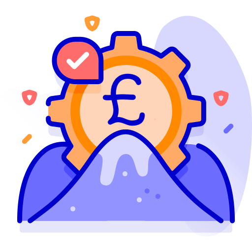 Graphic showing a cog and a pound sign in it, to represent cost control for agile and MVP development.