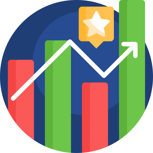 Graphic showing a bar chart representing metrics.