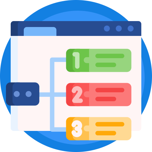 Graphic showing a computer window with grouping of information.