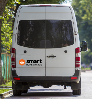 white van smart home charge with logo